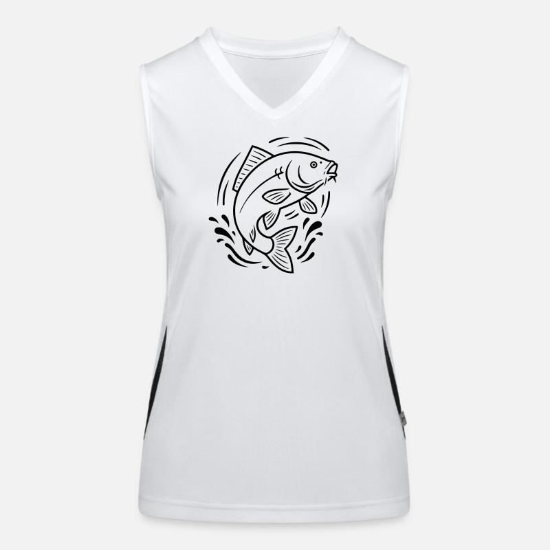Carp Jumping Fish Fishing Women's Functional Contrast Tank Top