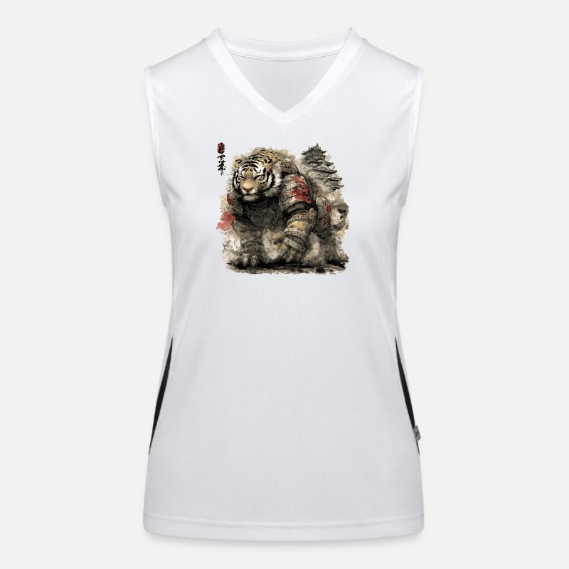 Tiger Samurai Armor vor Burg Funktionelles Kontrast-Tank Top für Frauen