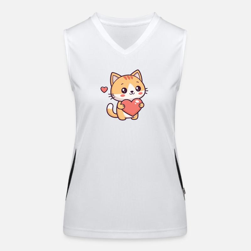 Süße Katze hält ein Herz Funktionelles Kontrast-Tank Top für Frauen