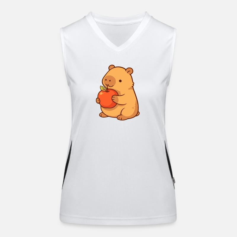 Capybara Illustration mit Apfel  Funktionelles Kontrast-Tank Top für Frauen