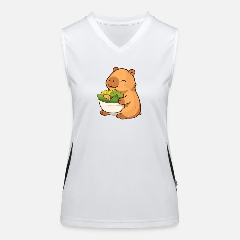 Capybara avec salade – détendue et mignonne Débardeur respirant contrasté Femme