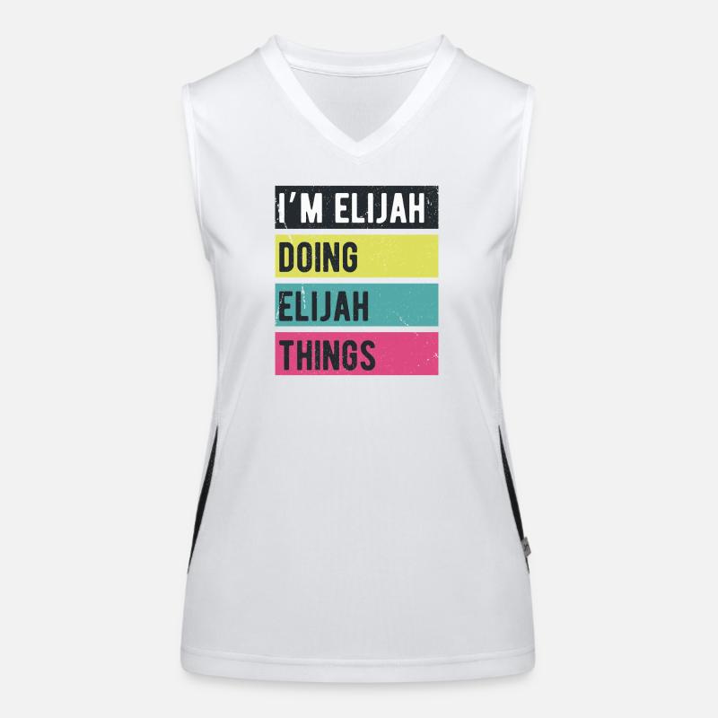 Ich bin Elijah und mache Elijah-Dinge Retro-Farben Funktionelles Kontrast-Tank Top für Frauen