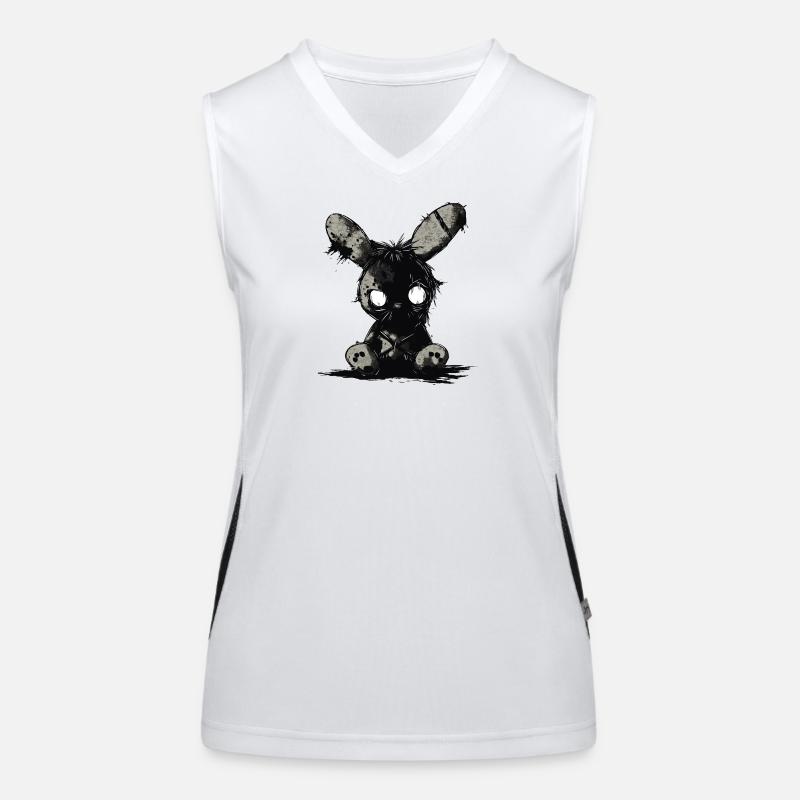Dunkler Stoffhase – Gothic Plush Motiv Funktionelles Kontrast-Tank Top für Frauen