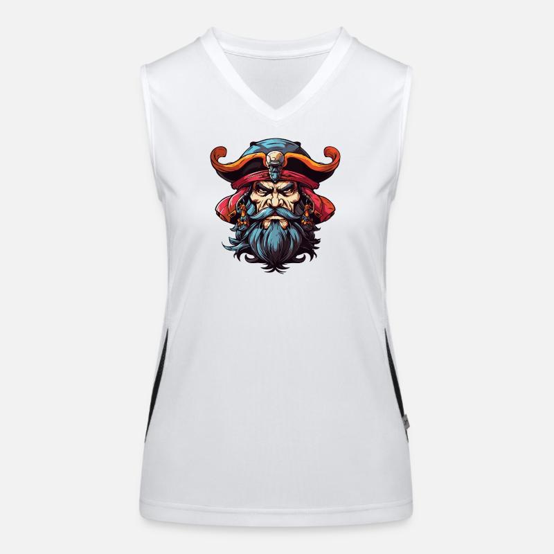 Pirat mit Bart Comic Funktionelles Kontrast-Tank Top für Frauen