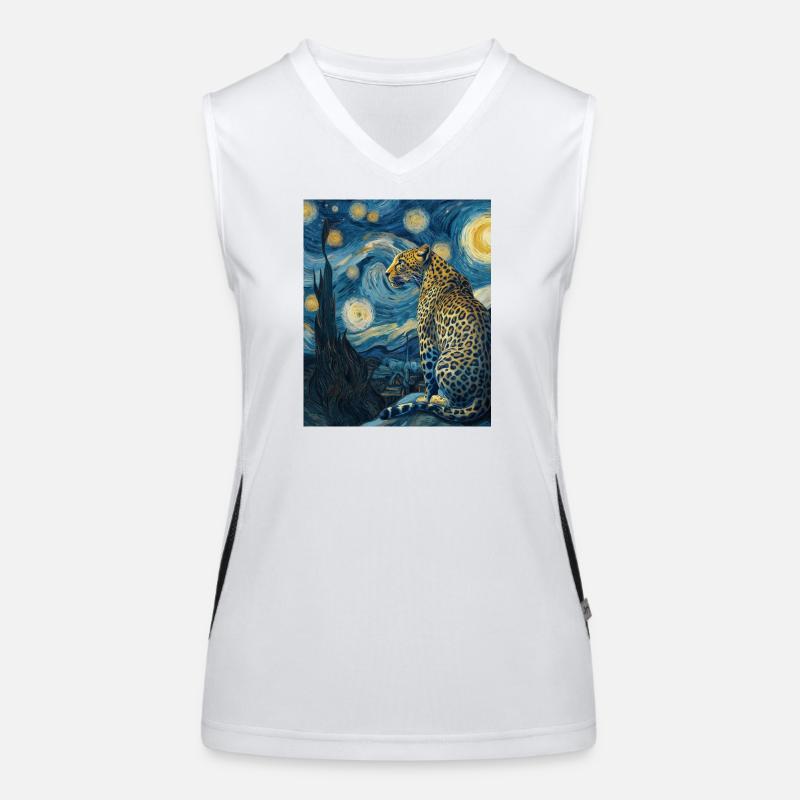 Leopard Van Gogh Funktionelles Kontrast-Tank Top für Frauen
