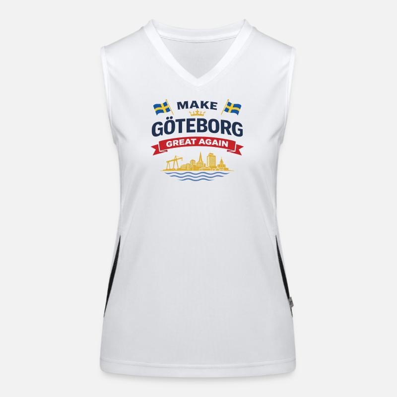 Silhouette de Göteborg avec drapeaux suédois Débardeur respirant contrasté Femme
