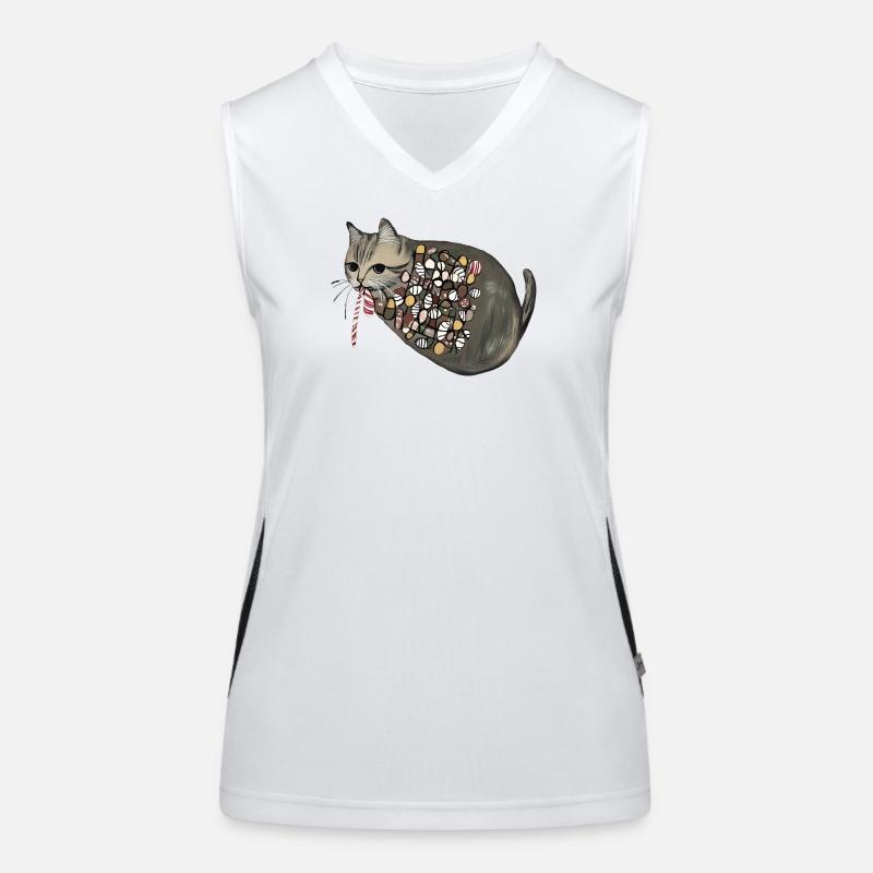 Candy Pattern Candy Cat Funktionelles Kontrast-Tank Top für Frauen