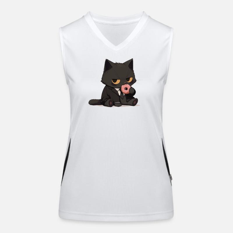 Anzugkatze mit Donut Funktionelles Kontrast-Tank Top für Frauen