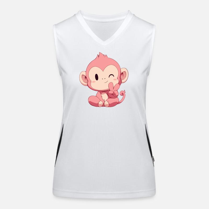 Kleiner Pinker Affe Peace Funktionelles Kontrast-Tank Top für Frauen