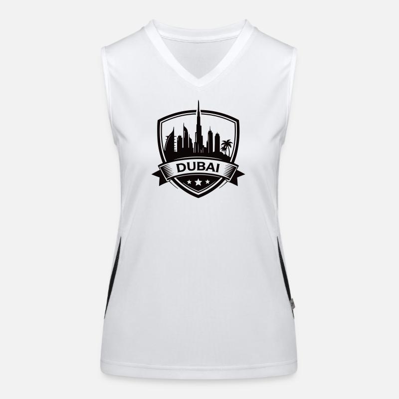 Dubai Skyline Shield Funktionelles Kontrast-Tank Top für Frauen