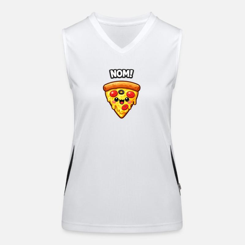 Kawaii Pizza Slice Design Women's Functional Contrast Tank Top