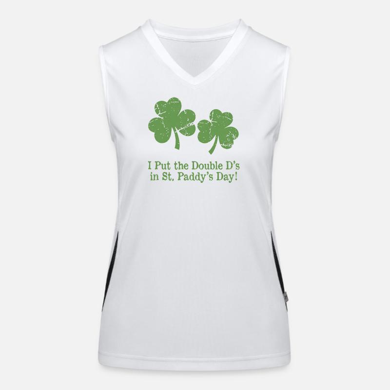 Humour de la Saint-Patrick : Double D Shamrocks Débardeur respirant contrasté Femme