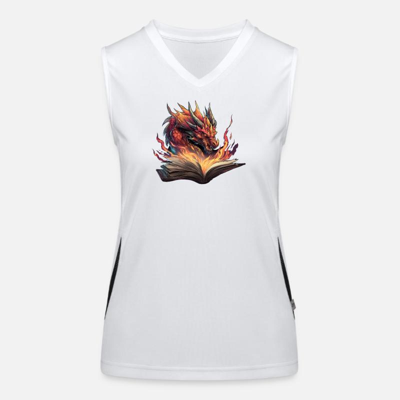 Drachenbuch Transformationsfeuer-Design Funktionelles Kontrast-Tank Top für Frauen