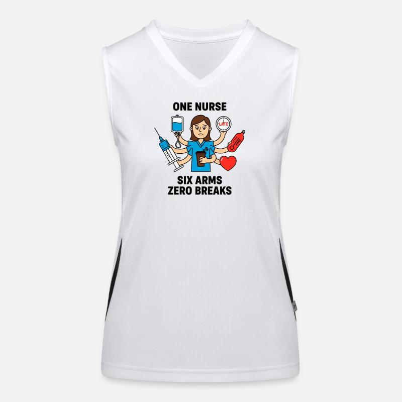 Überfordertes Multitasking-Chaos der Krankenschwester Funktionelles Kontrast-Tank Top für Frauen