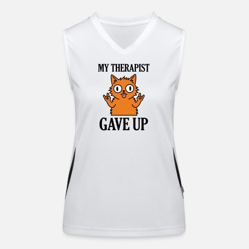 My Therapist Gave Up Funny Cat Meme Women's Functional Contrast Tank Top
