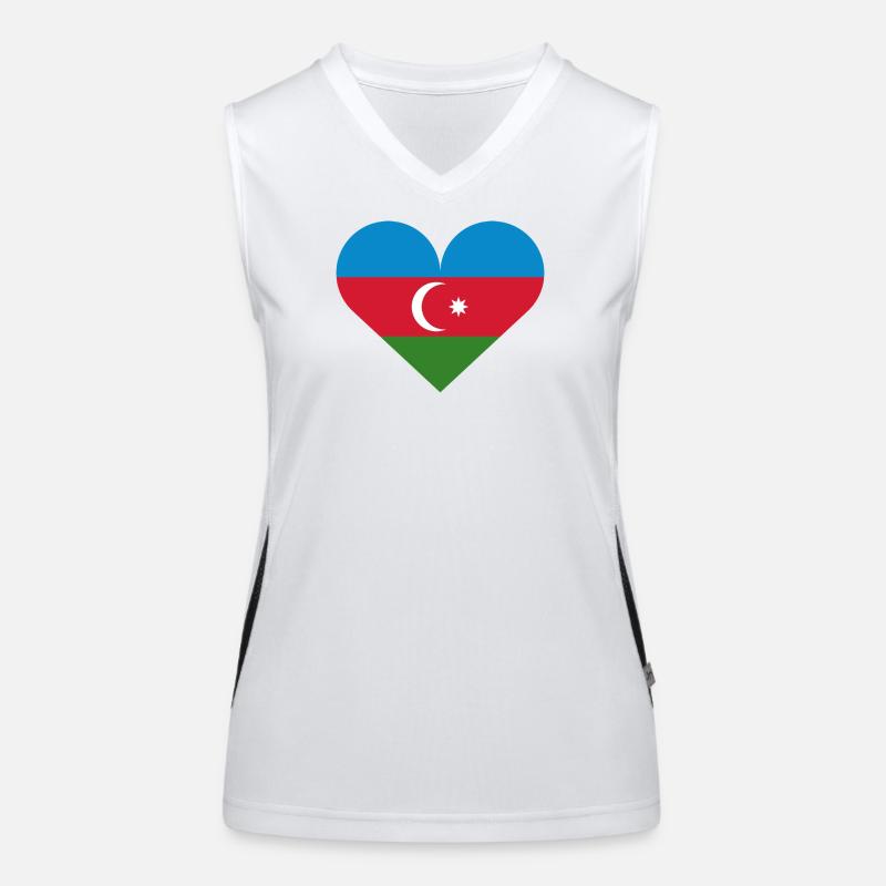 Azerbaijan heart flag Women's Functional Contrast Tank Top