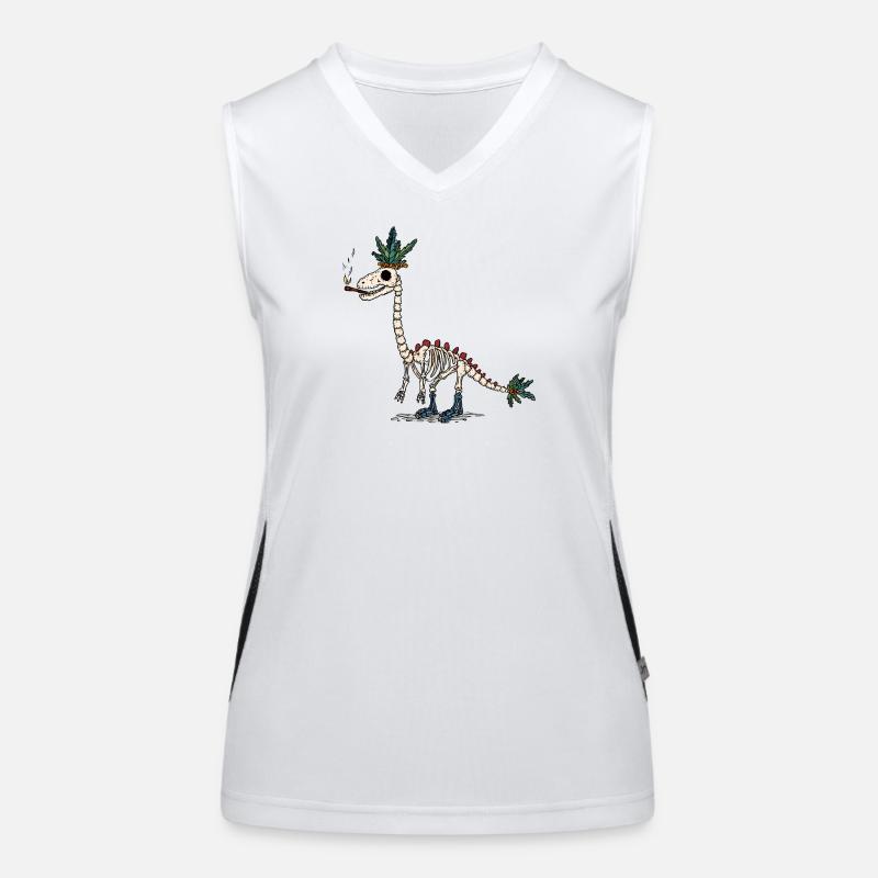 Stoner Dino Skeleton Joint & Flowers Women's Functional Contrast Tank Top