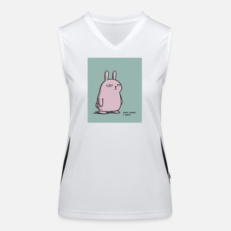 Happy Easter I Guess – Grumpy Bunny Easter Design Women's Functional Contrast Tank Top