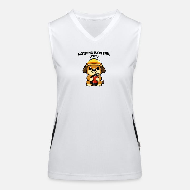 Construction site doggy: Nothing burns (yet) Women's Functional Contrast Tank Top
