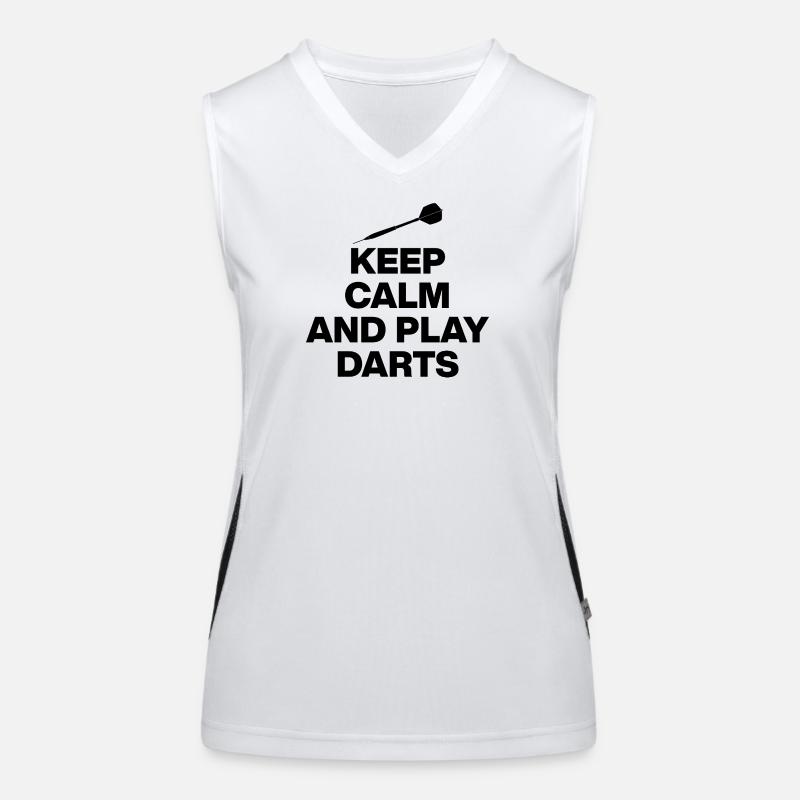KEEP CALM AND PLAY DARTS! 180 PFEILE Funktionelles Kontrast-Tank Top für Frauen
