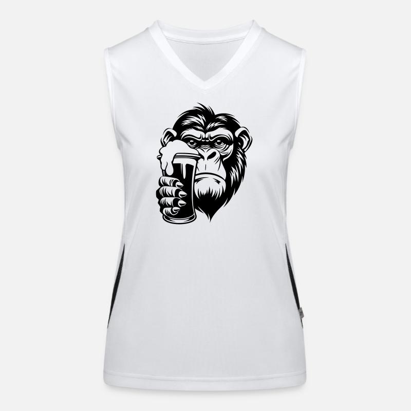 Affe hält ein Getränk mit Schaum Funktionelles Kontrast-Tank Top für Frauen