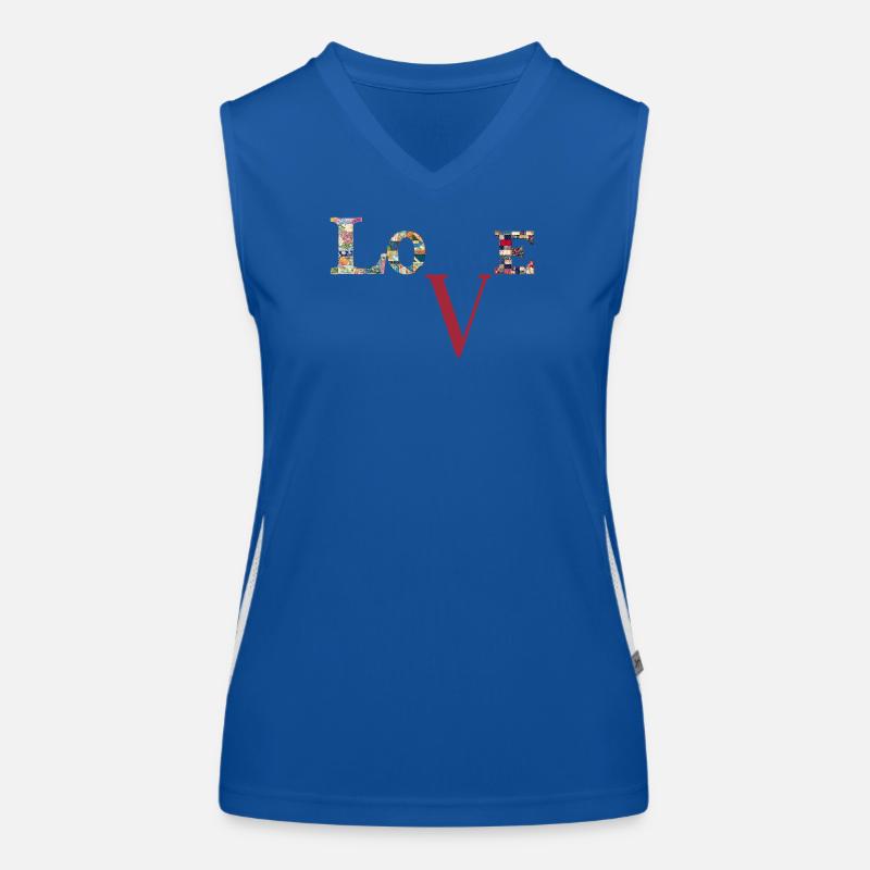 Liebe Patchwork-Typografie Funktionelles Kontrast-Tank Top für Frauen