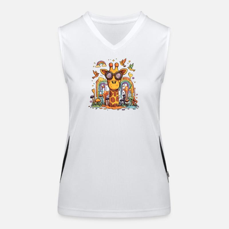 Giraffe im Regenbogenwald Funktionelles Kontrast-Tank Top für Frauen
