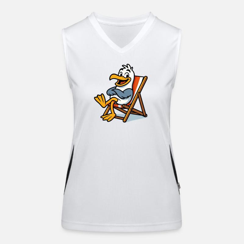 Lounge seagull on the beach Women's Functional Contrast Tank Top