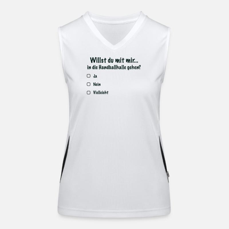 Handballdate Spruch Einladung (Schwarz) Funktionelles Kontrast-Tank Top für Frauen