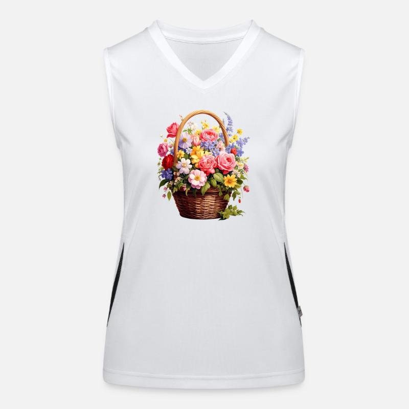 Panier en osier avec des fleurs printanières Débardeur respirant contrasté Femme