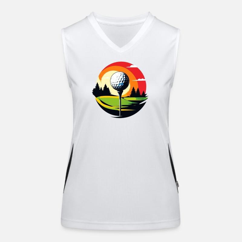 Golfball Golfplatz Golftee Landschaft Golf Motiv Funktionelles Kontrast-Tank Top für Frauen