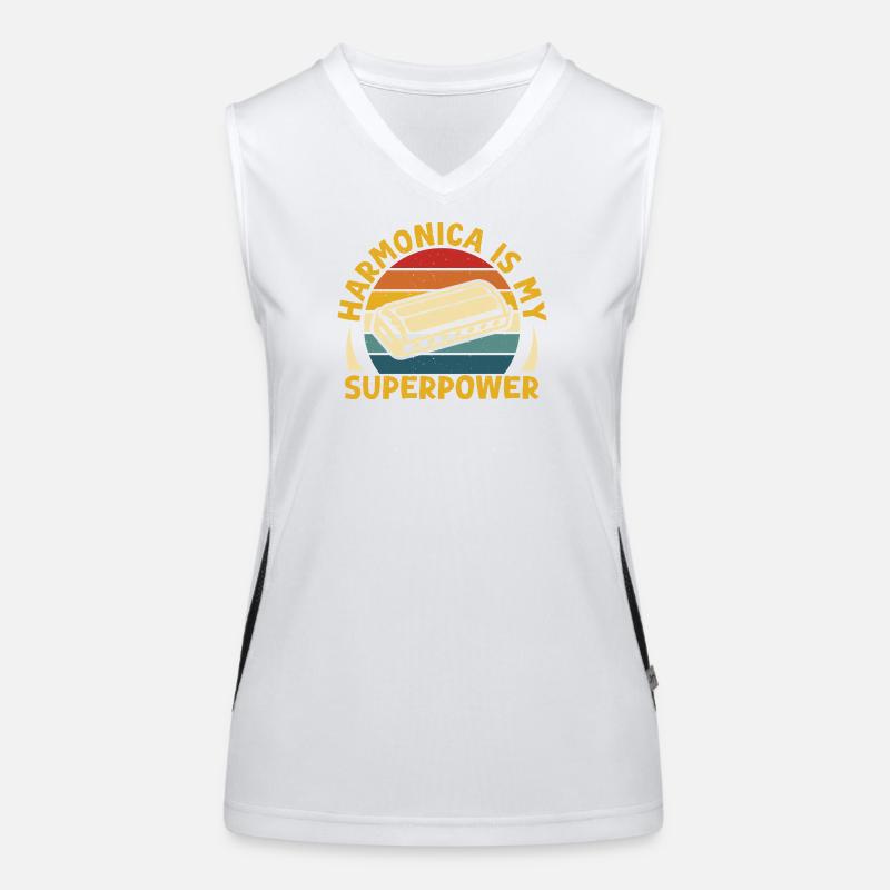 Harmonica drôle est mon super-pouvoir harmonica Débardeur respirant contrasté Femme