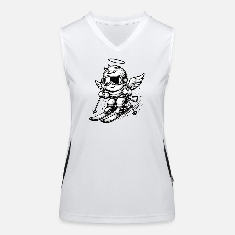 Cooler Engel auf Skiern mit Schutzbrille  Funktionelles Kontrast-Tank Top für Frauen