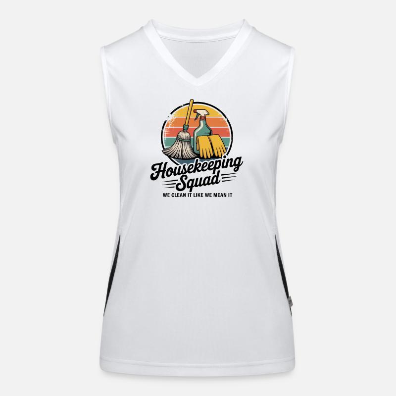 Funny Cleaning Design Women's Functional Contrast Tank Top