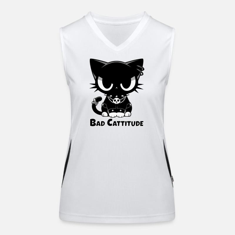 Bad Cattitude | Goth Katze mit Attitüde Funktionelles Kontrast-Tank Top für Frauen