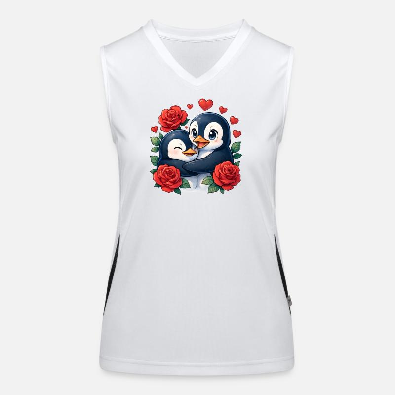 Togetherness Penguins Rose Heart Women's Functional Contrast Tank Top