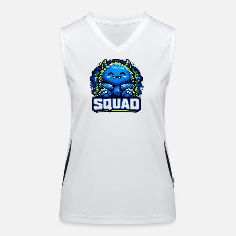 Blauer Monster Squad Logo Funktionelles Kontrast-Tank Top für Frauen