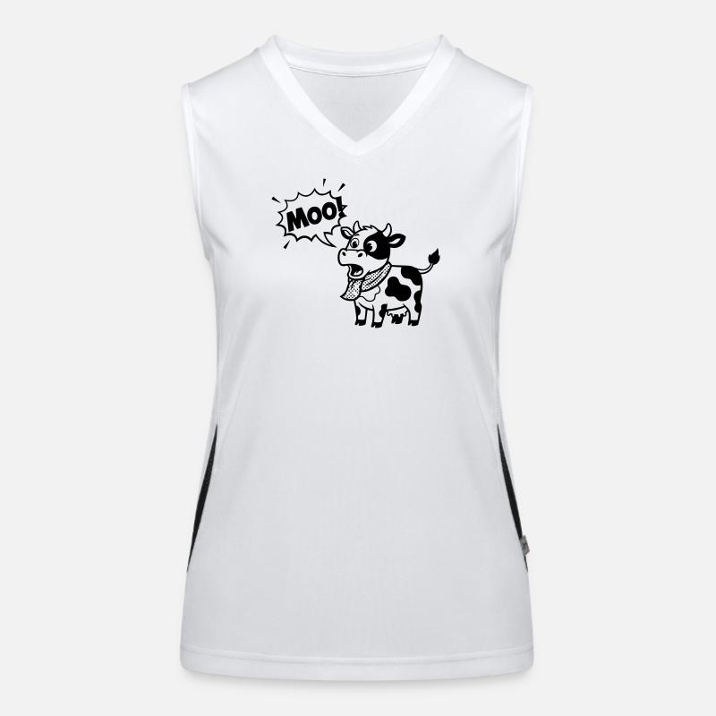 Witzige Kuh Moo Comic Sprechblase Funktionelles Kontrast-Tank Top für Frauen