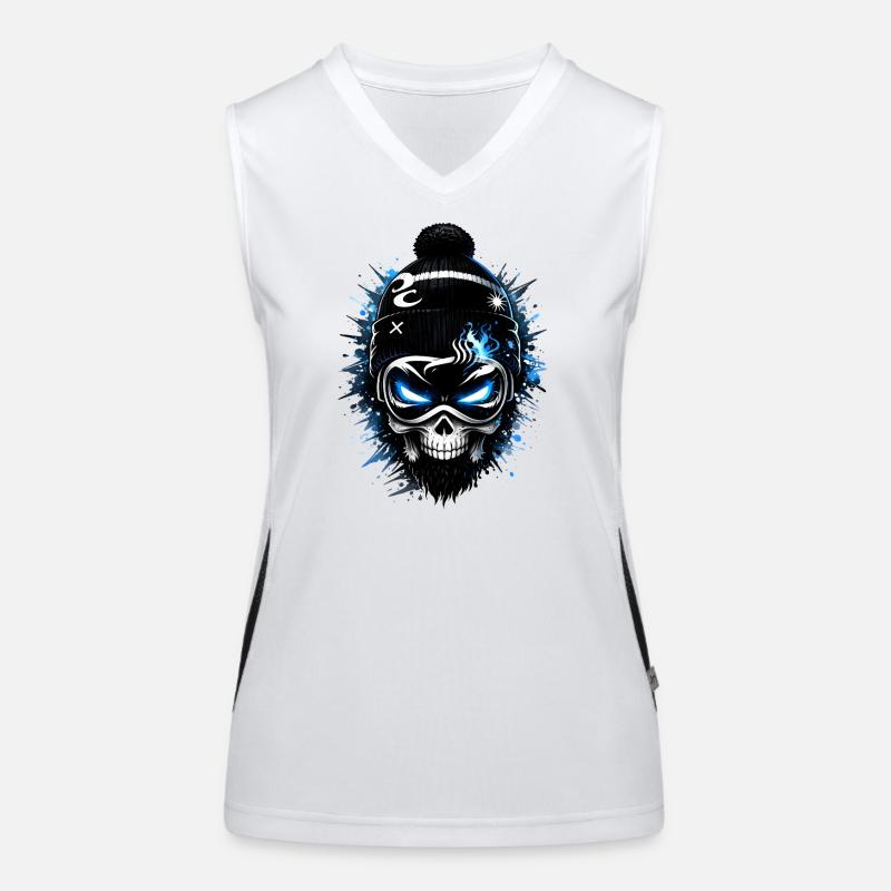 Skull Snowboarder with Beanie and Goggles Women's Functional Contrast Tank Top