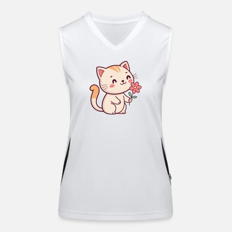 Kitten and flower Women's Functional Contrast Tank Top