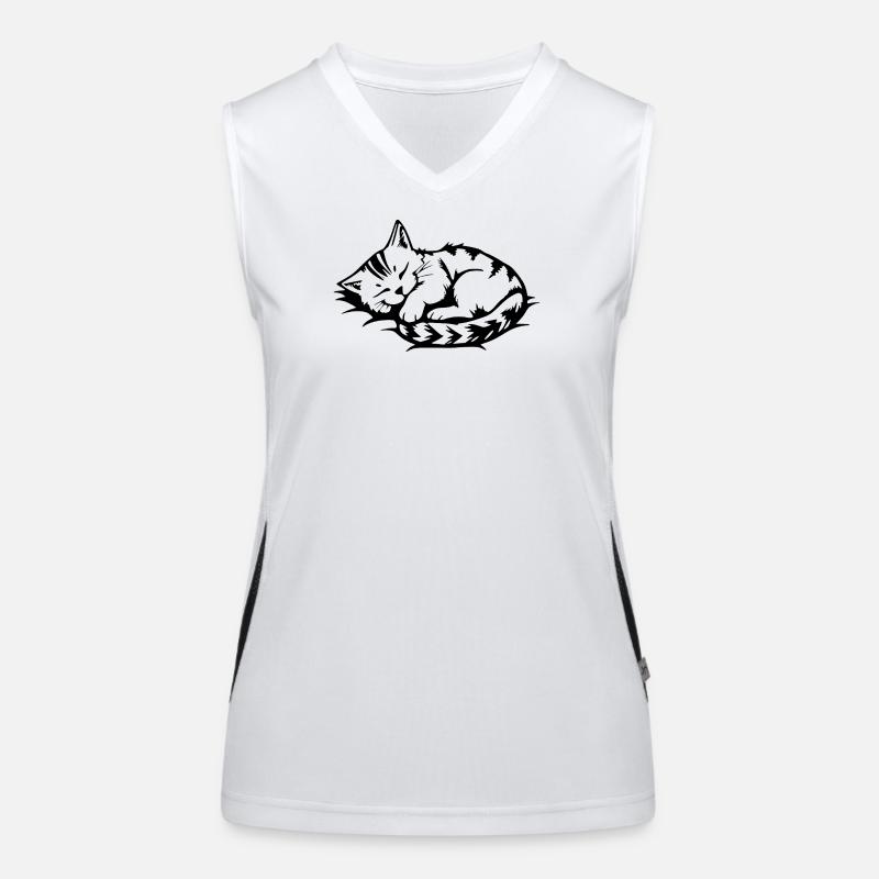Chat noir endormi Débardeur respirant contrasté Femme