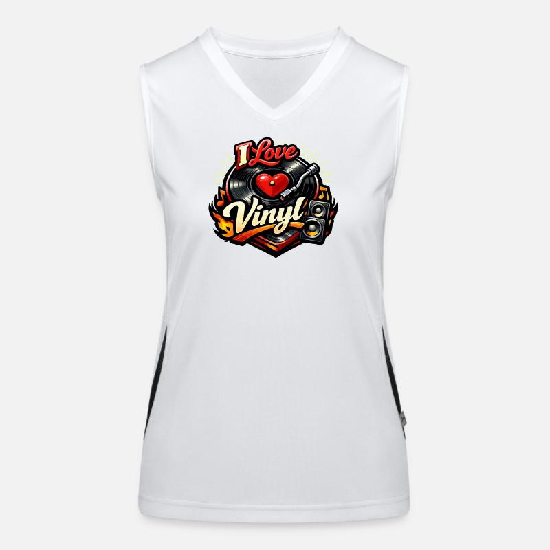 Ich liebe Vinyl Funktionelles Kontrast-Tank Top für Frauen