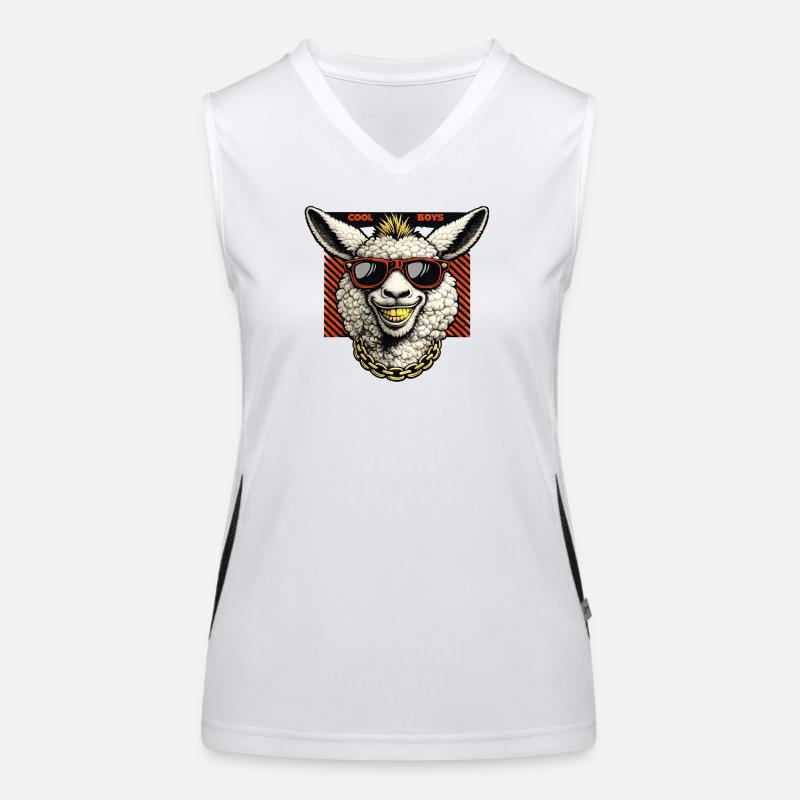 Casual lamb with sunglasses.... Cool boys Women's Functional Contrast Tank Top