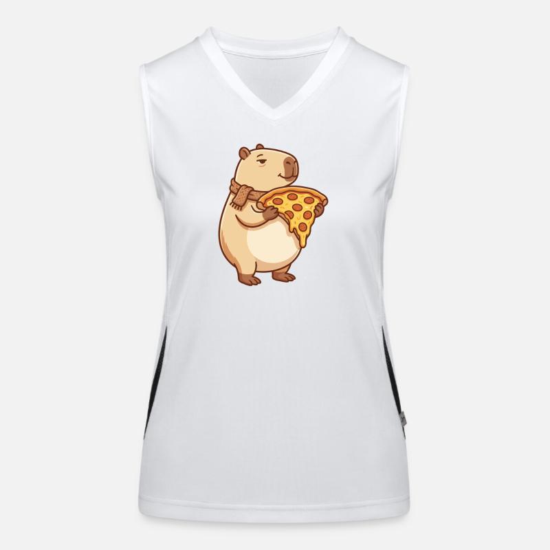 Pizza Capybara mit schmelzendem Käse Funktionelles Kontrast-Tank Top für Frauen