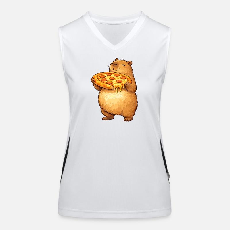 Capybara avec motif d’animal drôle de pizza Débardeur respirant contrasté Femme