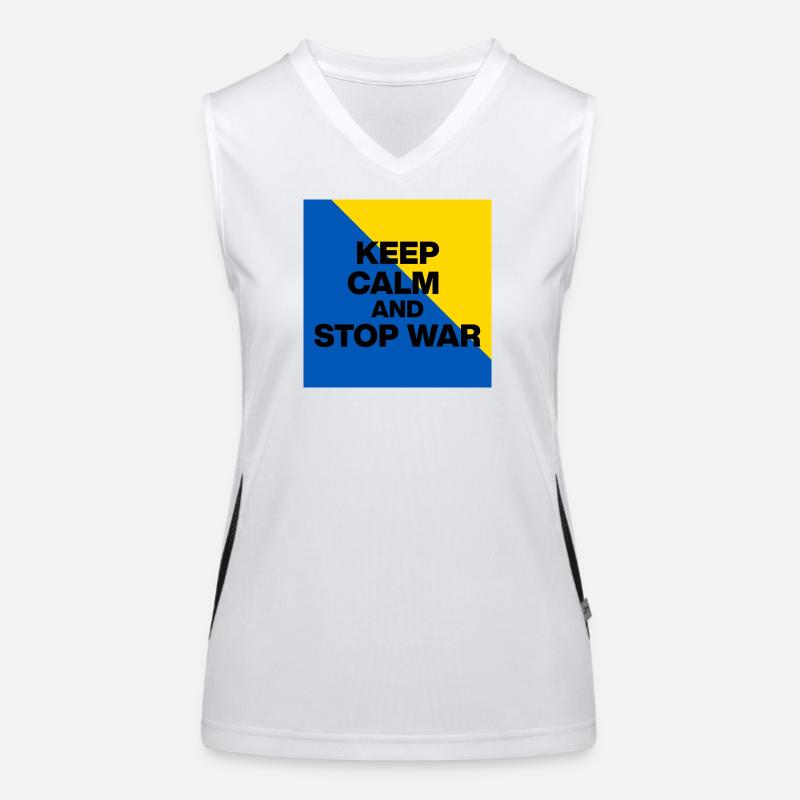 KEEP CALM AND STOP WAR! UKRINE PEACE NOW FCK RSS Funktionelles Kontrast-Tank Top für Frauen