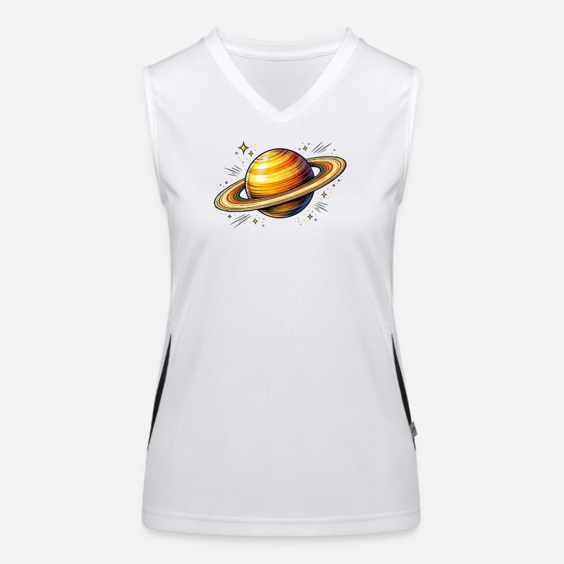Planet Saturn  Funktionelles Kontrast-Tank Top für Frauen
