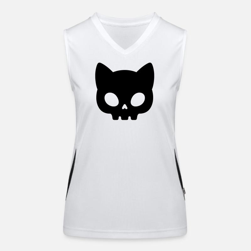 Silhouette de crâne de chat | Masque gothique mignon Débardeur respirant contrasté Femme