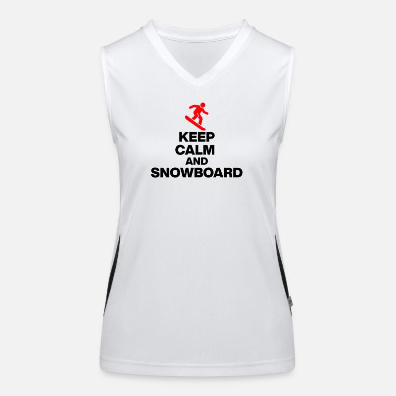 KEEP CALM AND SNOWBOARD! FUN ON THE SLOPES & HUT FUN Women's Functional Contrast Tank Top