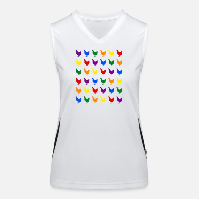 Regenbogen Hühner Funktionelles Kontrast-Tank Top für Frauen